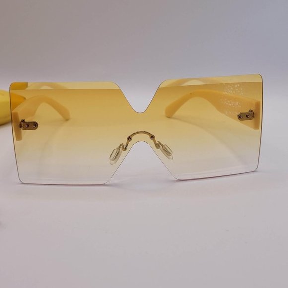 Unisex Retro Golden Yellow Fashion Colored Sunglasses Cream Yellow - Picture 4 of 4